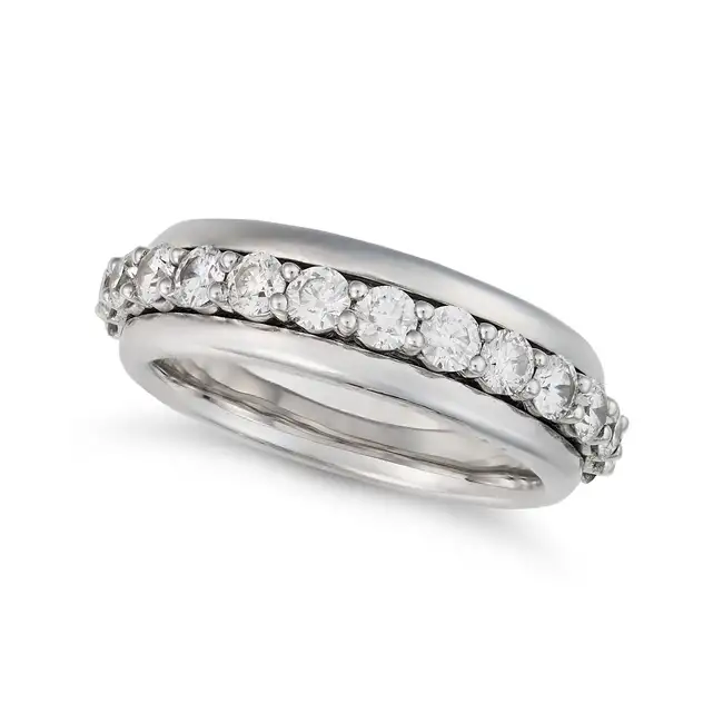 A DIAMOND FULL ETERNITY SPINNING RING the band set all around with a row of round brilliant cut
