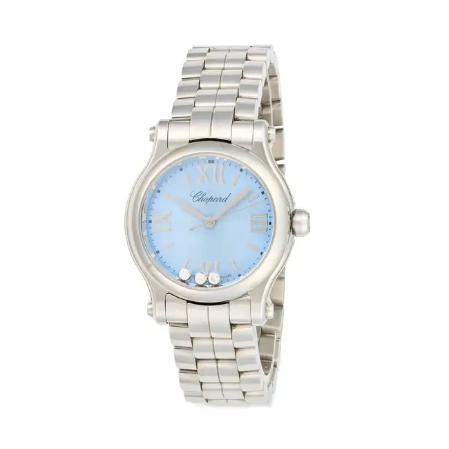 CHOPARD, A LADIES HAPPY SPORT WRISTWATCH, in stainless steel, the polished round case with smooth