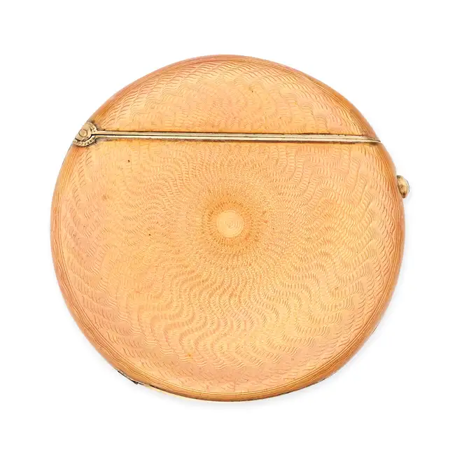 NO RESERVE - FABERGE, A RARE ANTIQUE CIRCULAR JEWELLED AND ENAMELLED VESTA CASE, ST PETERSBURG