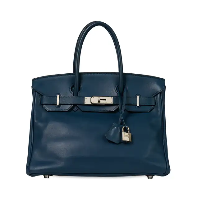 HERMÈS BLEU DE PRESSE SWIFT BIRKIN 30 BAG  Condition grade B-.  Bleu De Presse Swift leather