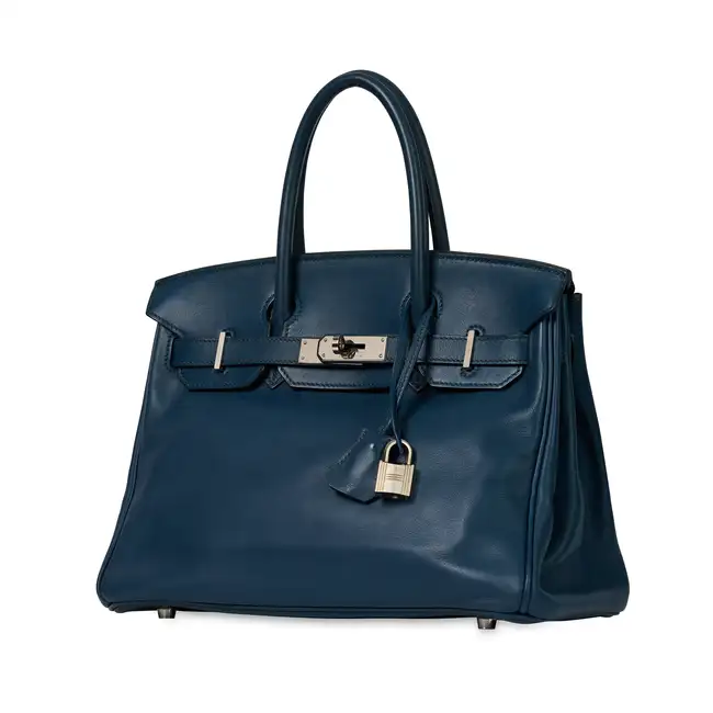 HERMÈS BLEU DE PRESSE SWIFT BIRKIN 30 BAG  Condition grade B-.  Bleu De Presse Swift leather