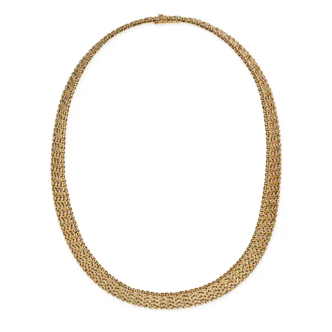 GAY FRERES, A VINTAGE GOLD COLLAR NECKLACE the collar necklace in woven design, Gay Freres maker's