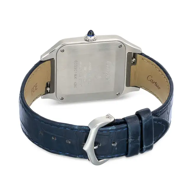 CARTIER, A SANTOS DUMONT WRISTWATCH, ref. WSSA0022, in stainless steel, the square case with exposed