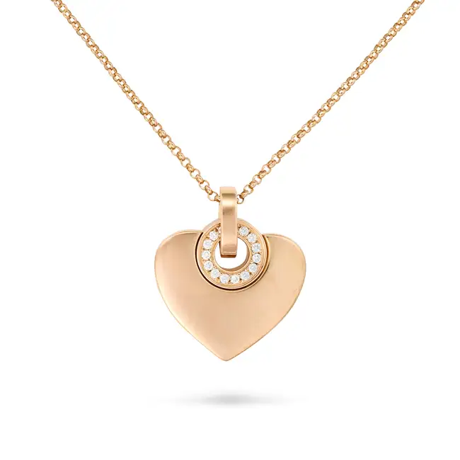 BULGARI, A DIAMOND CUORE HEART PENDANT NECKLACE in 18ct rose gold, comprising a stylized heart