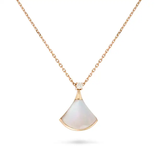 BULGARI, A MOTHER OF PEARL AND DIAMOND DIVA'S DREAM NECKLACE in 18ct rose gold, the fan shaped