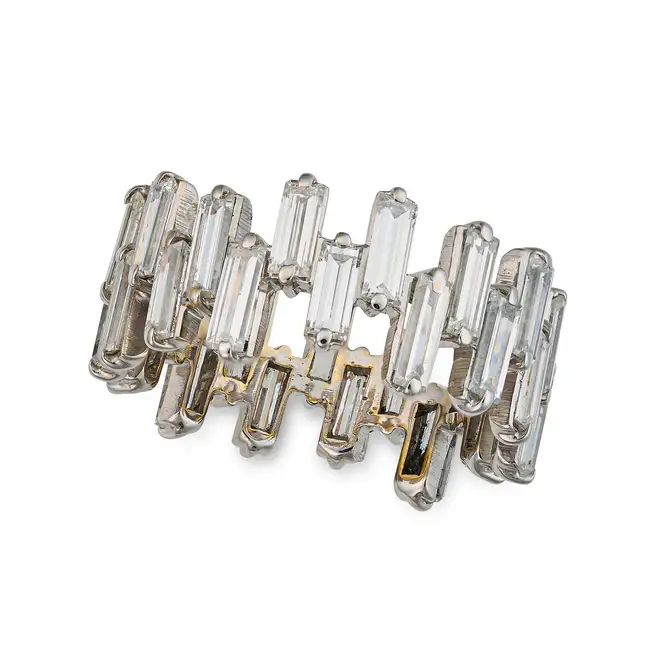 A DIAMOND FULL ETERNITY RING the stylised ring set all around with two rows of baguette cut diamonds