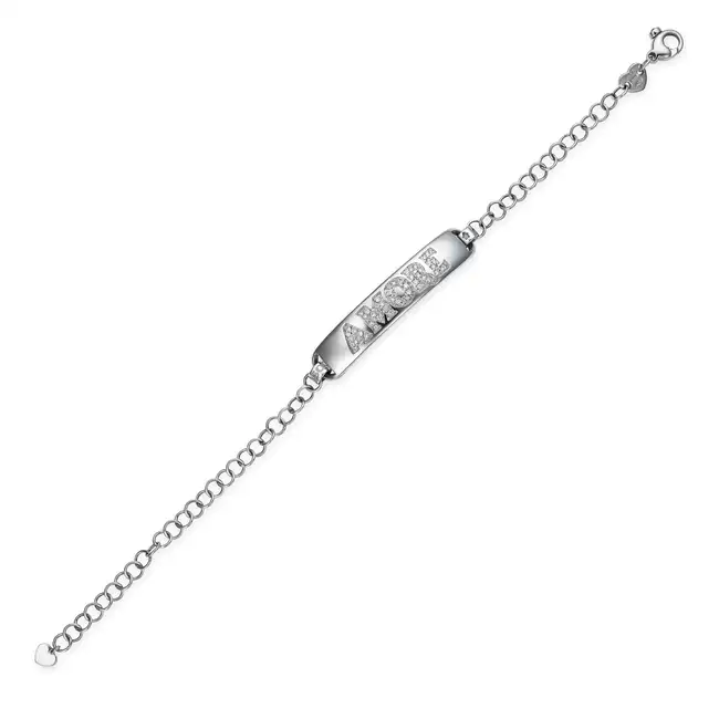 PASQUALE BRUNI, A DIAMOND AMORE BRACELET in 18ct white gold, the central panel spelling AMORE set