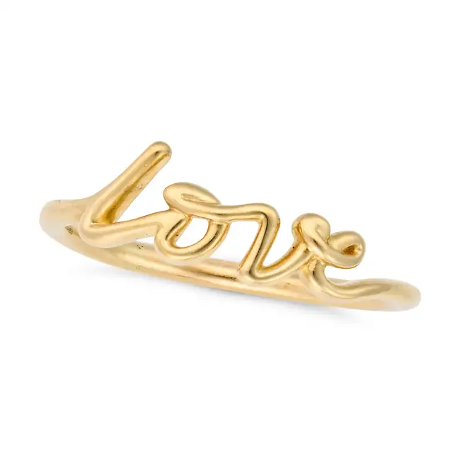 PALOMA PICASSO FOR TIFFANY & CO., A GOLD LOVE RING designed as the word 'love' in cursive, signed