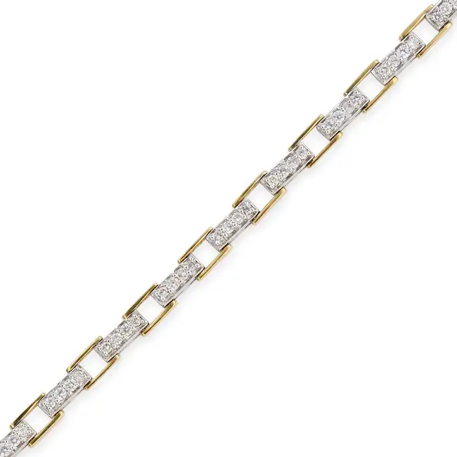 A DIAMOND BRACELET designed as a series of links set with round brilliant cut diamonds,