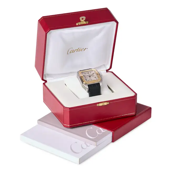 CARTIER, A SANTOS 100 XL CHRONOGRAPH WRISTWATCH, ref. 2740, in stainless steel, the square case with