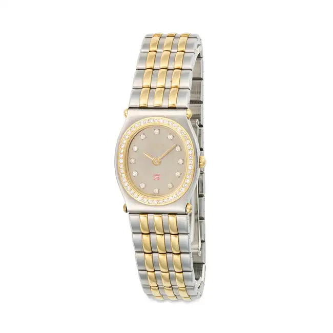 CHOPARD, A LADIES MONTE CARLO WRISTWATCH, in stainless steel and gold, case with diamond set