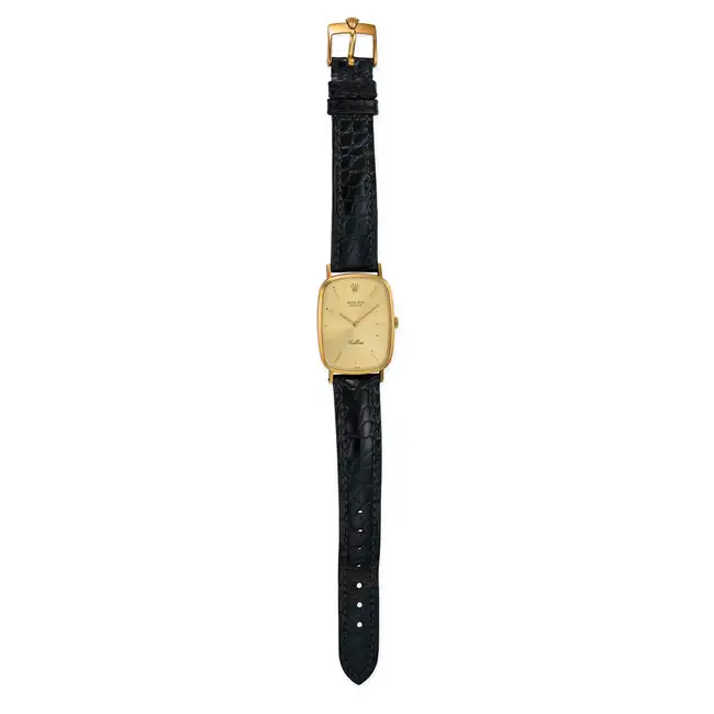 ROLEX, A VINTAGE CELLINI WRISTWATCH, ref. 4113, in 18ct yellow gold, the tonneau shaped case with