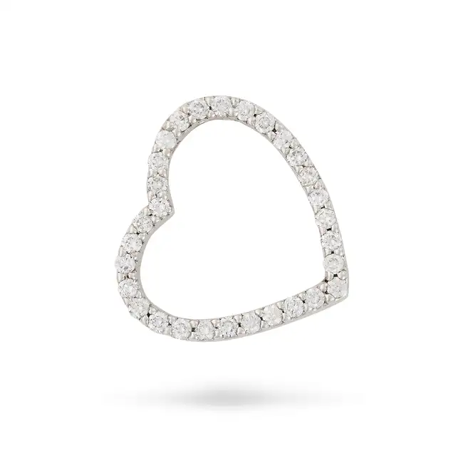NO RESERVE - A DIAMOND HEART PENDANT in 9ct white gold, designed as an openwork heart set with round
