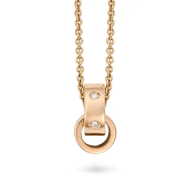 BULGARI, A DIAMOND ROMAN SORBETS PENDANT NECKLACE in 18ct rose gold, the pendant designed as two