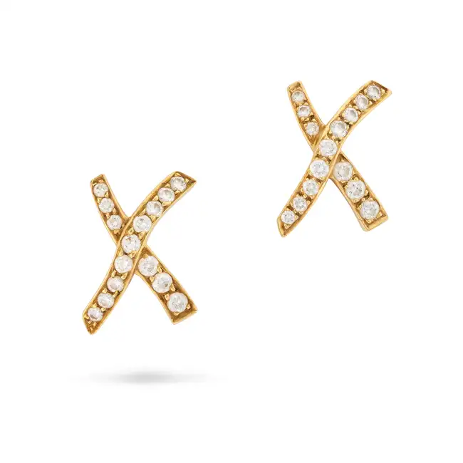 PALOMA PICASSO FOR TIFFANY & CO., A PAIR OF DIAMOND GRAFFITI EARRINGS, 1984 each designed as an X