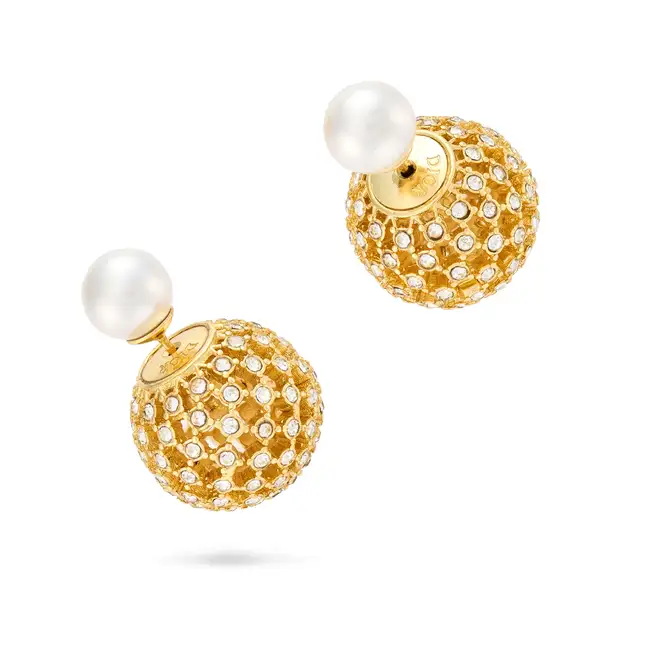 CHRISTIAN DIOR, A PAIR OF FAUX PEARL TRIBALES EARRINGS each comprising a faux pearl and a gold