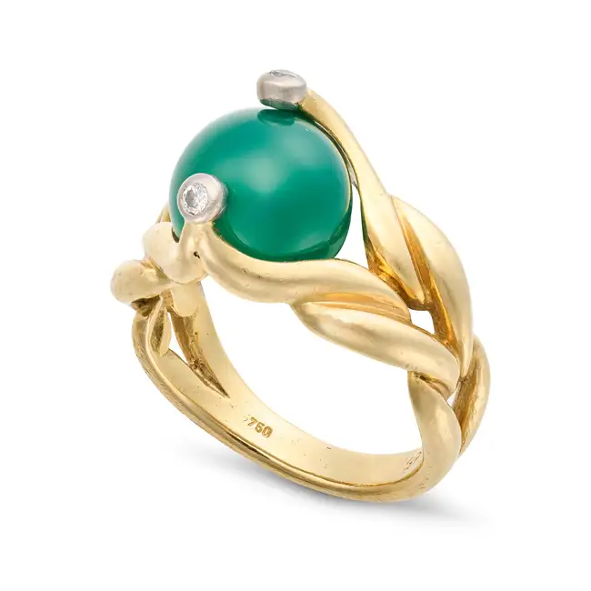 GILBERT ALBERT, A VINTAGE INTERCHANGEABLE HARDSTONE AND DIAMOND RING SET in 18ct yellow gold, the