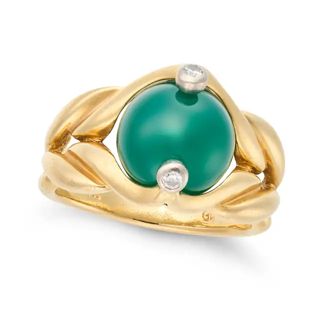 GILBERT ALBERT, A VINTAGE INTERCHANGEABLE HARDSTONE AND DIAMOND RING SET in 18ct yellow gold, the
