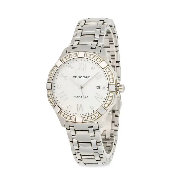 CONCORD, A LADIES DIAMOND SARATOGA WRISTWATCH, ref. 02.3.14.1060S, in stainless steel, the
