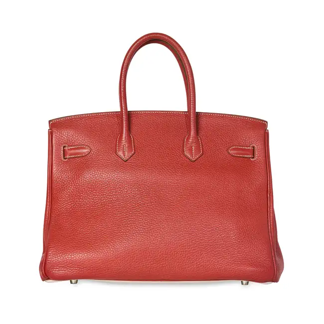 HERMÈS LIMITED EDITION SANGUINE & WHITE CLEMENCE BIRKIN 35 BAG  Condition grade C+.  Sanguine
