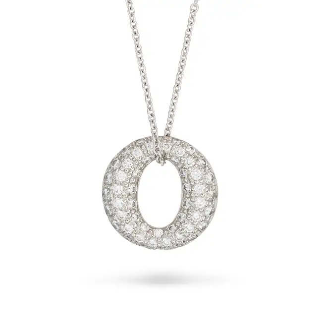 ELSA PERETTI FOR TIFFANY & CO., A DIAMOND SEVILLANA PENDANT NECKLACE the elliptical pendant pave set