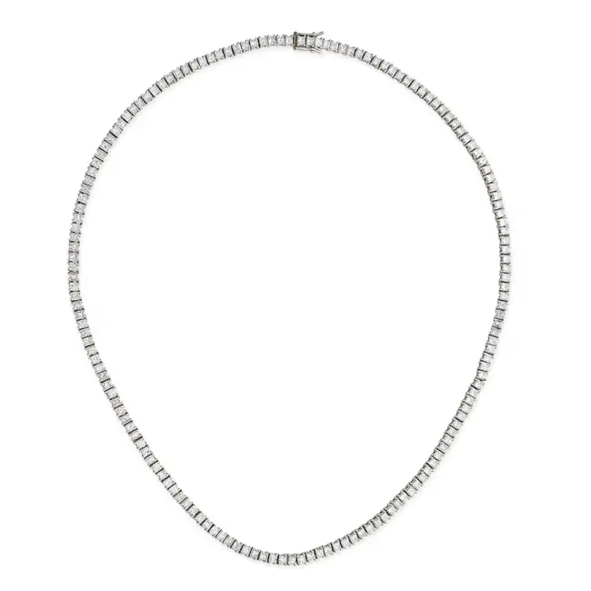 NO RESERVE - A FINE 15.89 CARAT DIAMOND LINE NECKLACE comprising a single row of princess cut