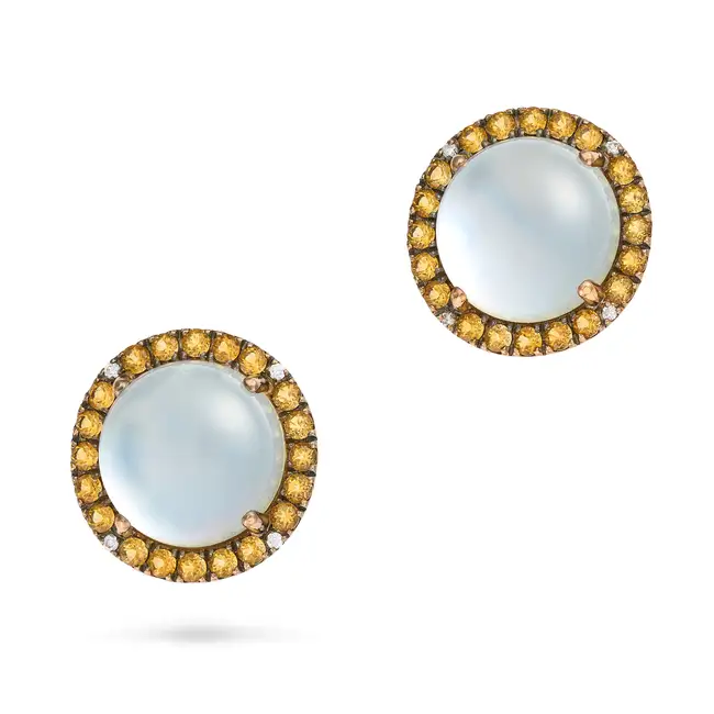 ZOCCAI, A PAIR MOTHER OF PEARL, ROCK CRYSTAL, CITRINE AND DIAMOND EARRINGS in 18ct rose gold, each