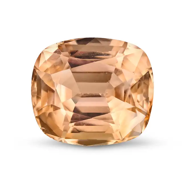 AN UNMOUNTED 12.58 CARAT IMPERIAL TOPAZ cushion cut, 12.58 carats. Accompanied by a gemmological