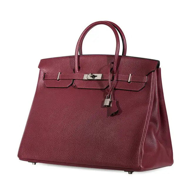 HERMÈS ROUGE H CLEMENCE BIRKIN 40 BAG  Condition grade B.  Rouge H Clemence leather exterior with