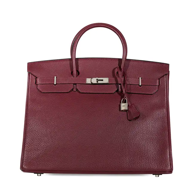 HERMÈS ROUGE H CLEMENCE BIRKIN 40 BAG  Condition grade B.  Rouge H Clemence leather exterior with