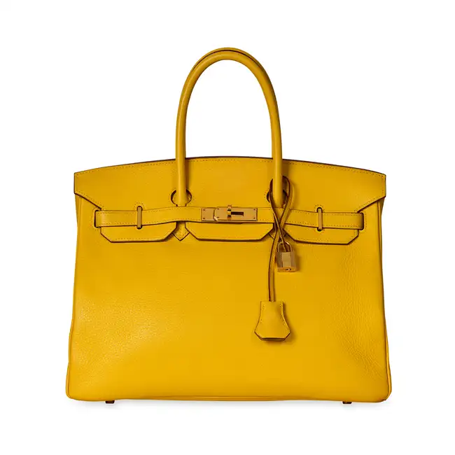 NO RESERVE - HERMÈS JAUNE CLEMENCE BIRKIN 35 BAG  Condition grade B-.  Jaune Clemence leather
