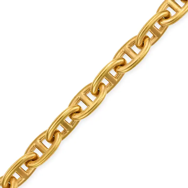 HERMES, A CHAIN D'ANCRE BRACELET in gilded silver, comprising a row of mariner links, signed Hermes,