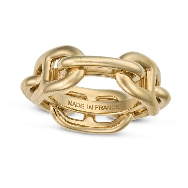 HERMES, A LUCADE CHAINE D'ANCRE SCARF RING designed as a row of mariner links, signed Hermes, no