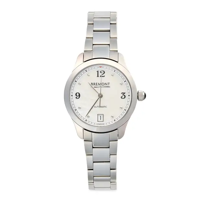 BREMONT, A SOLO-34 AUTOMATIC WRISTWATCH, in stainless steel, a polished round case surrounding a