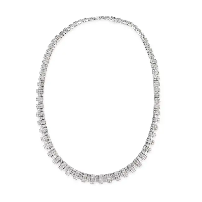 A 12.56 CARAT DIAMOND COLLAR NECKLACE the graduating links set with round brilliant and baguette cut
