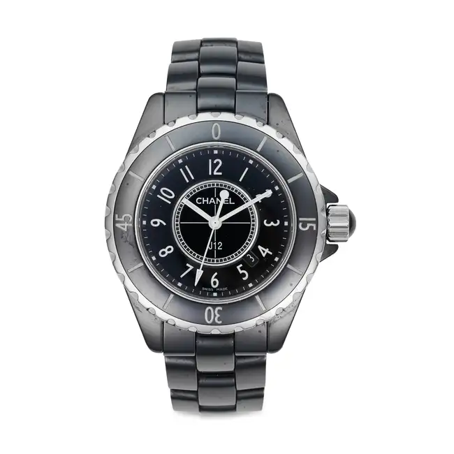 CHANEL, A J12 LADIES WRISTWATCH, ref. H0681, in black ceramic and steel, the circular case with