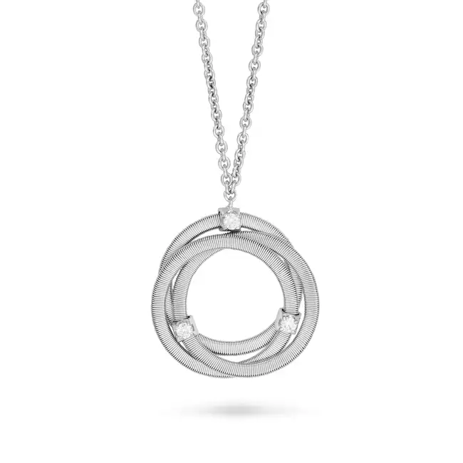 MARCO BICEGO, A DIAMOND GOA PENDANT NECKLACE in 18ct white gold, the pendant designed as three