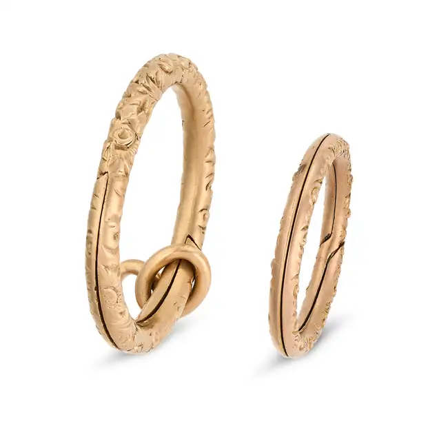 NO RESERVE - TWO ANTIQUE GEORGIAN SPLIT RINGS in yellow gold, both with chased foliate designs, no