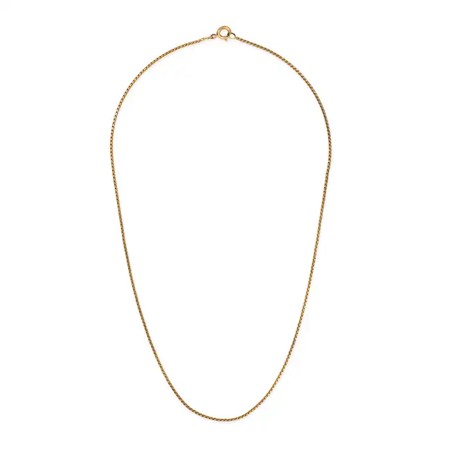 A VINTAGE CHAIN NECKLACE comprising a row of snake links, no assay marks, 45.0cm, 4.2g.