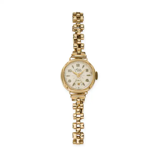 NO RESERVE - ARIA, A VINTAGE WRISTWATCH the circular watch face with Arabic and baton hour