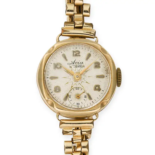 NO RESERVE - ARIA, A VINTAGE WRISTWATCH the circular watch face with Arabic and baton hour