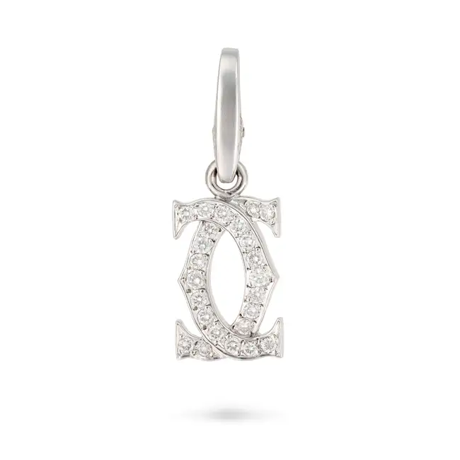 CARTIER, A DIAMOND C DE CARTIER PENDANT designed as interlocking C motifs set with round brilliant