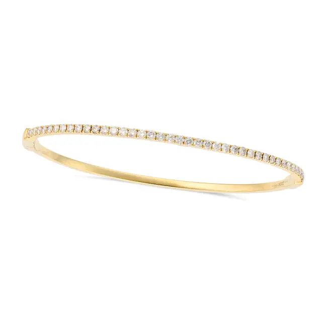 A DIAMOND BANGLE the hinged bangle set with a row of round brilliant cut diamonds totalling 0.91