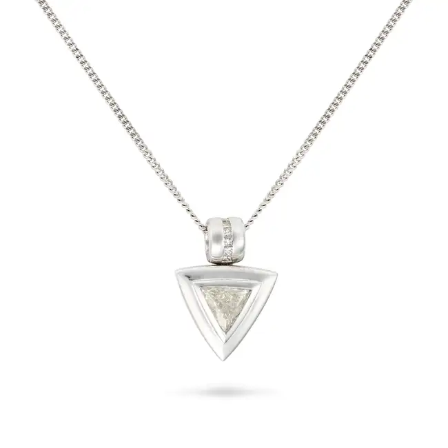 A DIAMOND PENDANT NECKLACE the pendant set with a trillion cut diamond of approximately 0.64