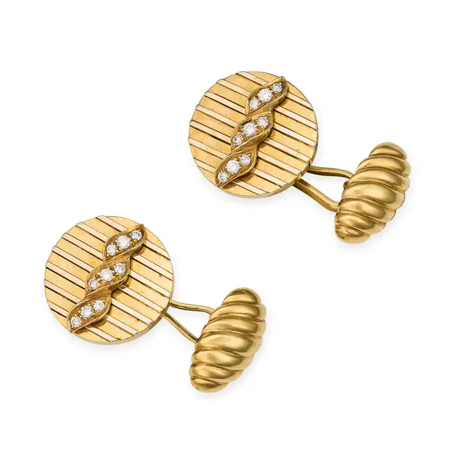 ALEXANDRE REZA, A PAIR OF DIAMOND CUFFLINKS in 18ct yellow and white gold, the circular bicolour