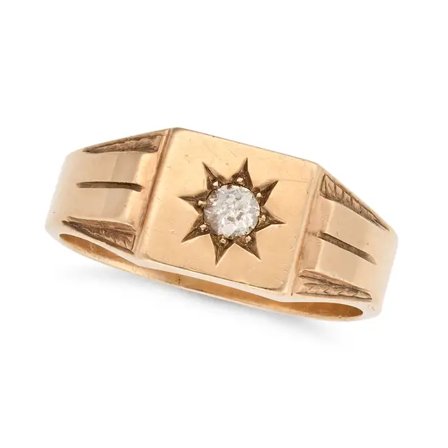 NO RESERVE - A VINTAGE DIAMOND RING, 1962 in 9ct yellow gold, set with an old cut diamond in an
