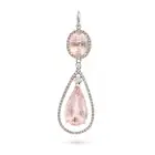 A MORGANITE AND DIAMOND PENDANT comprising a pear cut morganite drop of approximately 5.09 carats