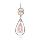 A MORGANITE AND DIAMOND PENDANT comprising a pear cut morganite drop of approximately 5.09 carats