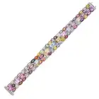 A MULTICOLOUR SAPPHIRE AND DIAMOND STRAP BRACELET set with variously cut blue, pink, yellow,