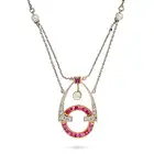 AN ANTIQUE RUBY, DIAMOND AND PEARL PENDANT NECKLACE, EARLY 20TH CENTURY the openwork pendant set